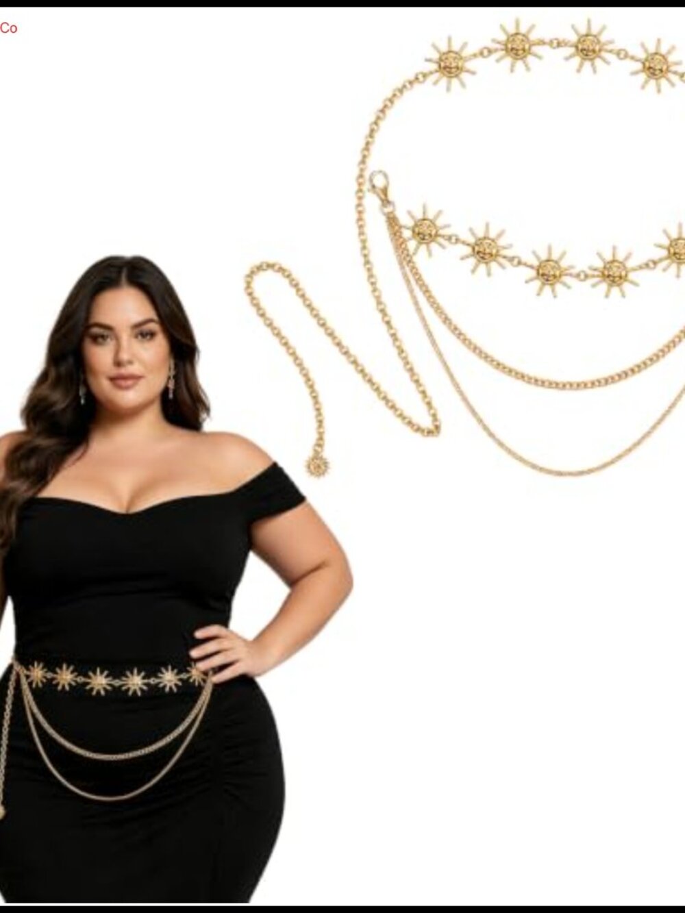 Plus Size Gold Chain Belt Adjustable Waist Multi Layer Metal for Dresses